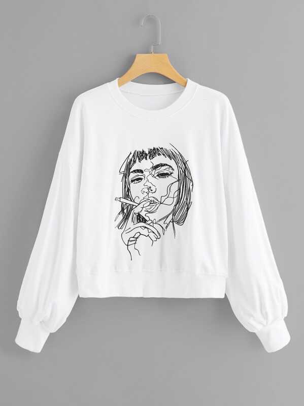 

Figure Embroidered Sweatshirt, White