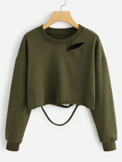 Sudadera con abertura de hombros caídos
