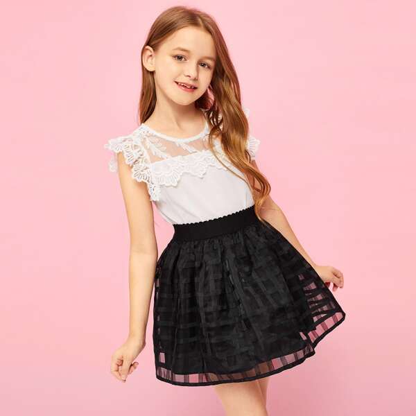 

Девушки A-Line Mesh Skirt, Чёрный