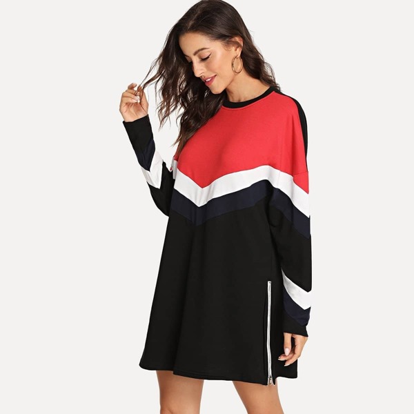 

Color Block Striped Tunic Pullover
