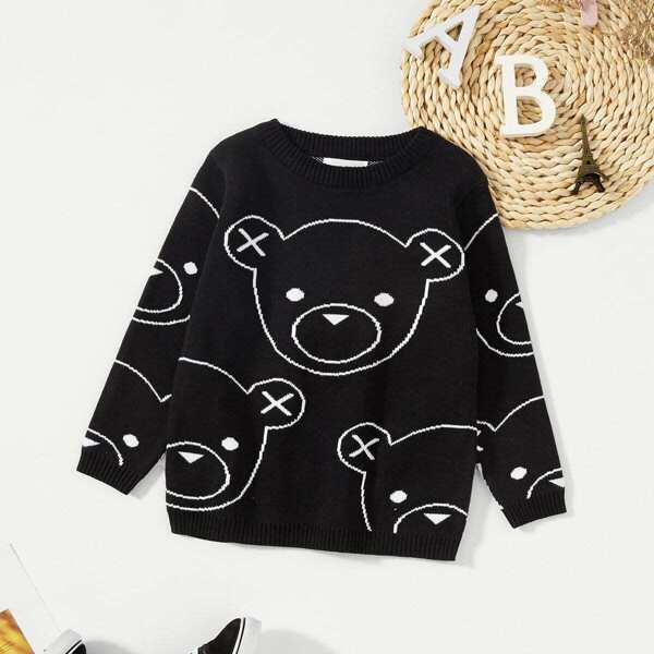 

Toddler Girls Bear Pattern Sweater
