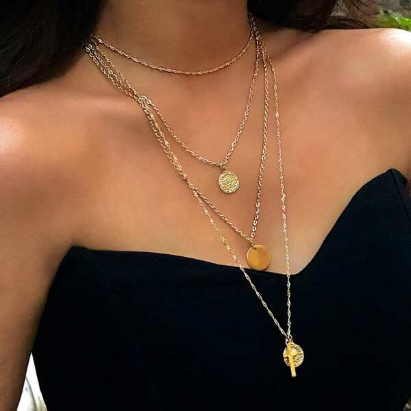

Coin & Cross Layered Pendant Necklace