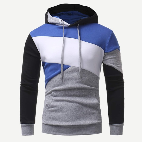 

Men Cut And Sew Panel Hooded Sweatshirt, Multicolor
