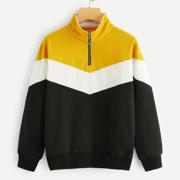 

Color Block Quarter Zip Sweatshirt, Multicolor