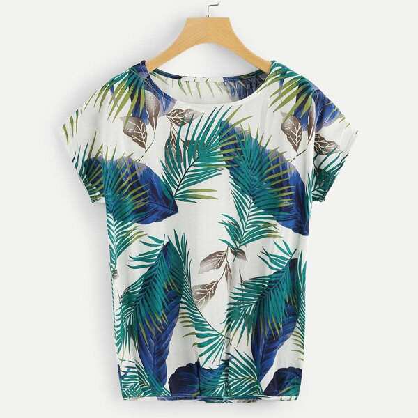 

Plant Print Round Neck Tee
