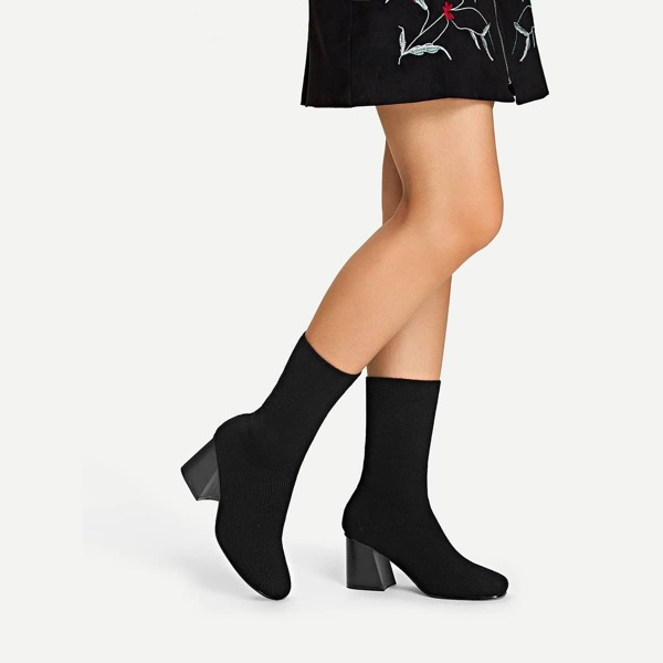 

Block Heeled Knit Sock Boots