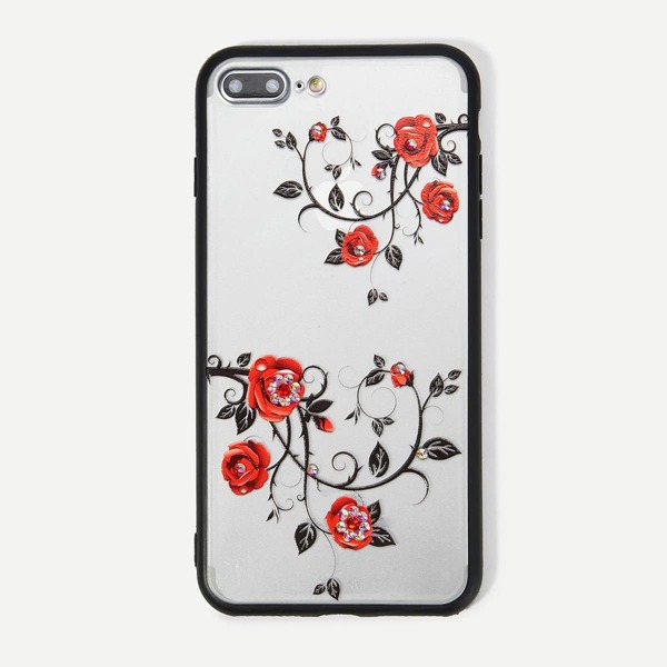 

Rhinestone Engraved Flower iPhone Case