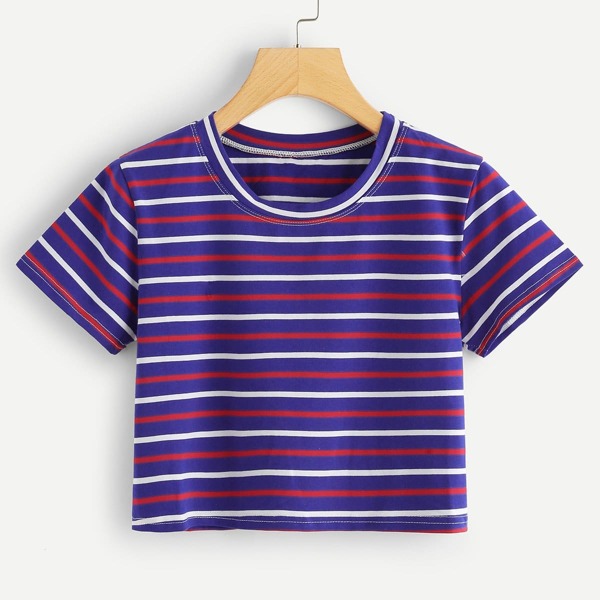 

Contrast Striped Tee, Multicolor