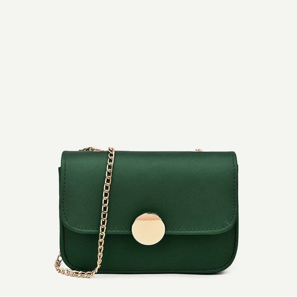 

Flap PU Chain Bag, Dark green