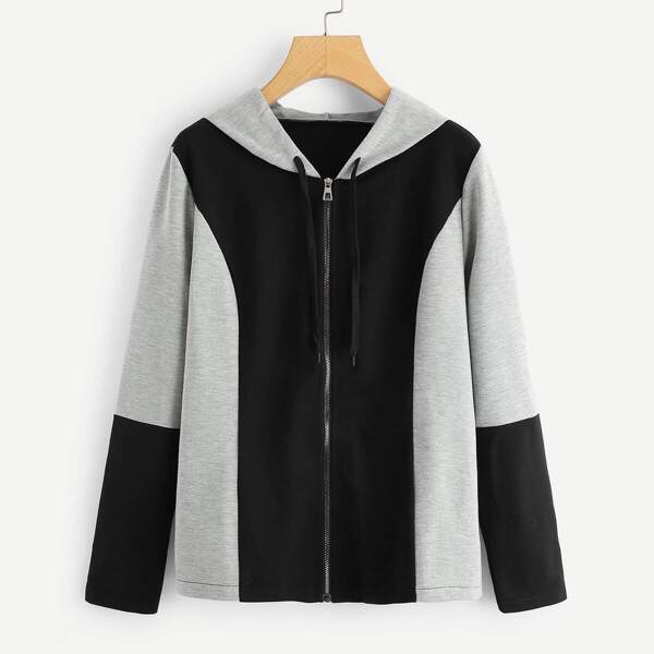 

Colorblock Zip Up Hooded Jacket
