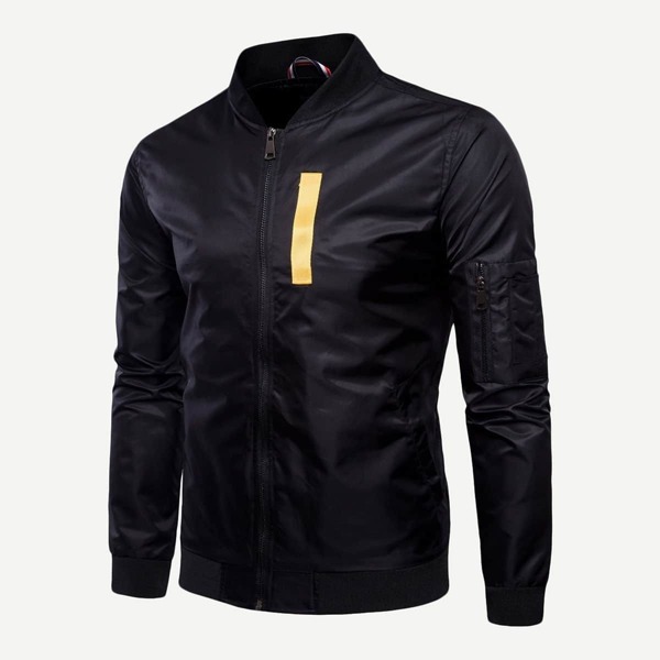

Men Letter Print Back Bomber Jacket