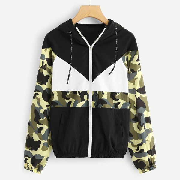 

Camo Panel Zip Up Jacket