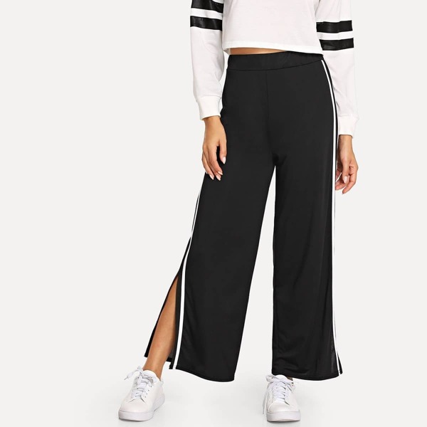 

Striped Side Split Wide Leg Pants