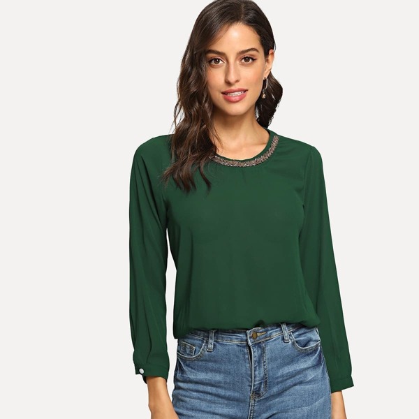 

Solid Ribbon Blouse