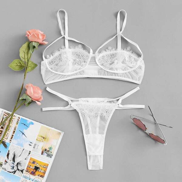 

Harness Detail Lingerie Set, White