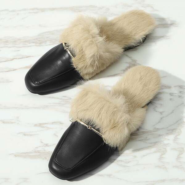 

Faux Fur Slip On Mules