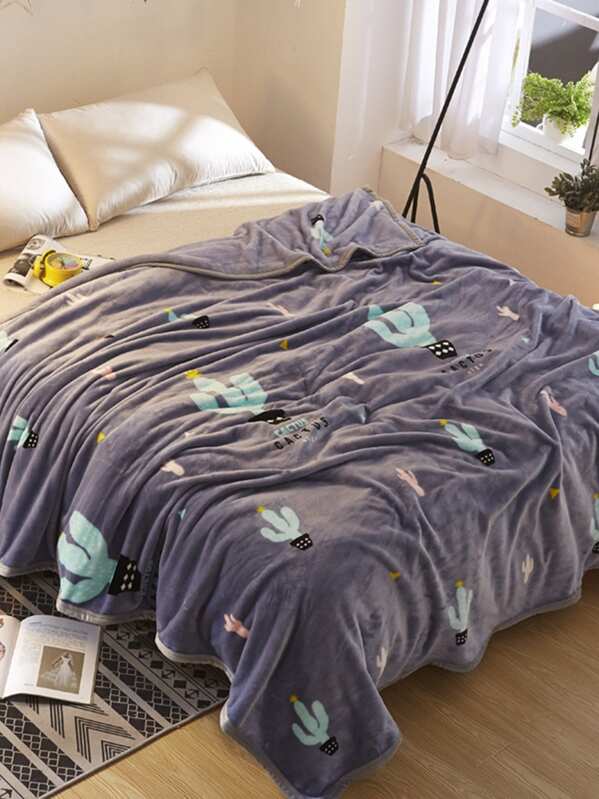 cactus letter print blanket