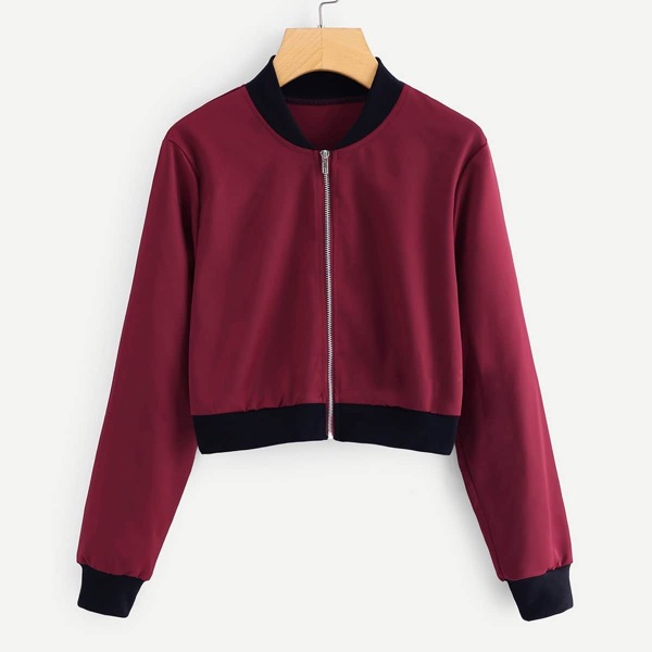 

Stand Neck Zip Up Front Jacket