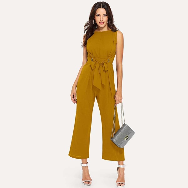 

Grommet Detail Tie Front Jumpsuit