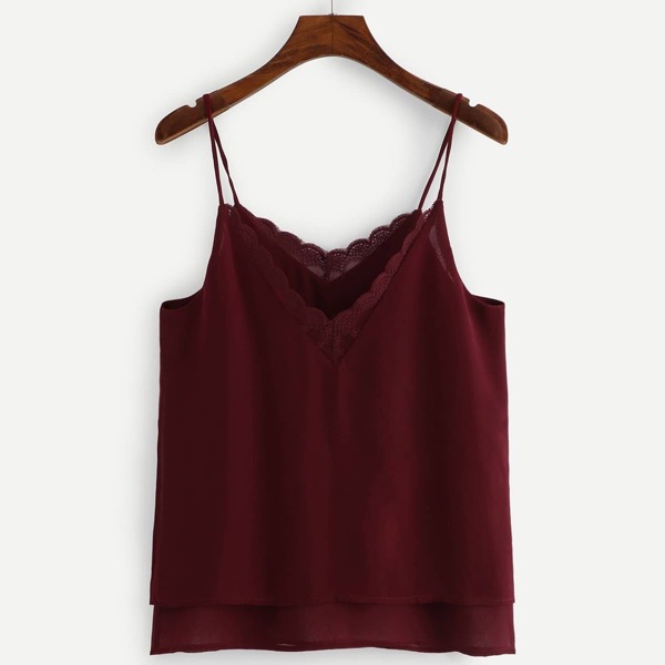 

Lace Panel Dip Hem Cami Top