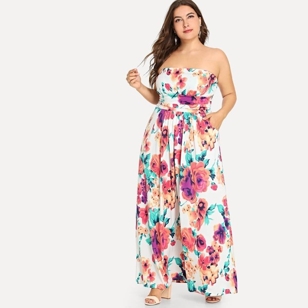 

Plus Off Shoulder Floral Print Dress