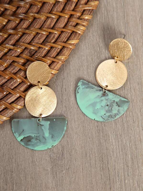 

Dangle Circle And Half Moon Earrings, Multicolor
