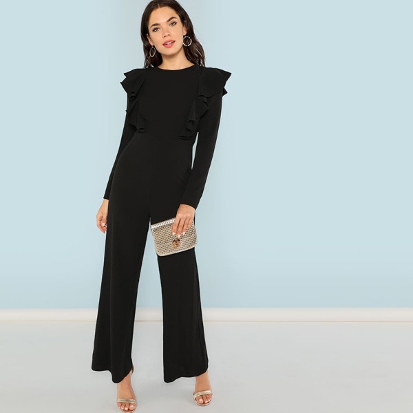 

Ruffle Trim Palazzo Jumpsuit