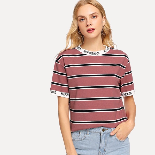 

Letter Trim Striped Tee