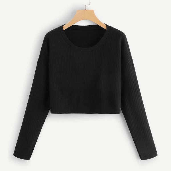 

Drop Shoulder Solid Tee, Black