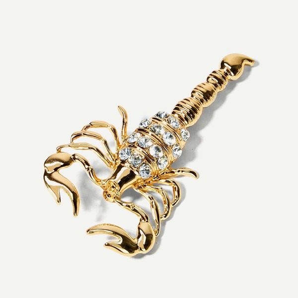 

Rhinestone Engraved Scorpion Brooch, Gold