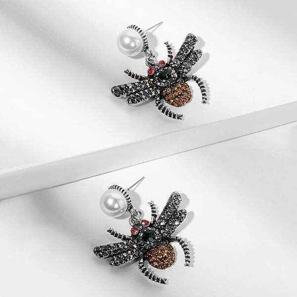 

Rhinestone Spider Shaped Drop Earrings 1pair