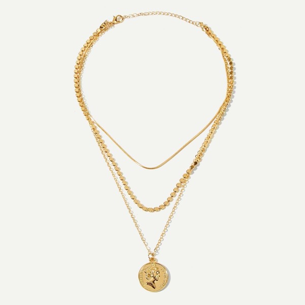

Coin Pendant Layered Necklace