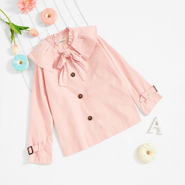 

Girls Frill Trim Bow Front Buttoned Jacket