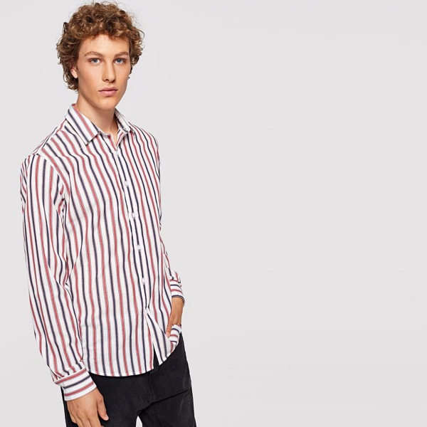 

Men Mixed Striped Print Shirt, Multicolor