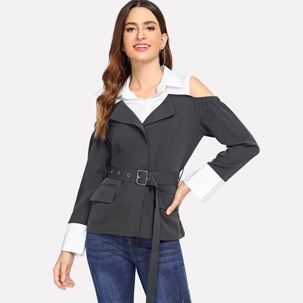 

Open Shoulder Self Tie Blazer