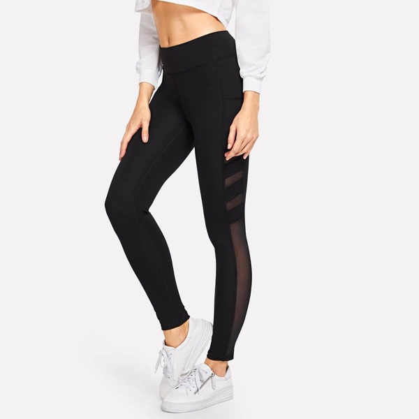 

Contrast Mesh Skinny Leggings