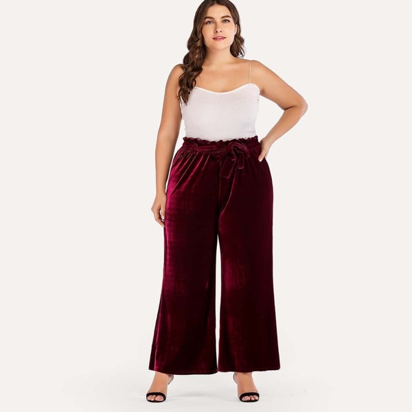

Plus Frill Detail Wide Leg Solid Pant