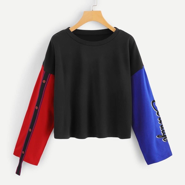 

Color Block Letter Print Sweatshirt
