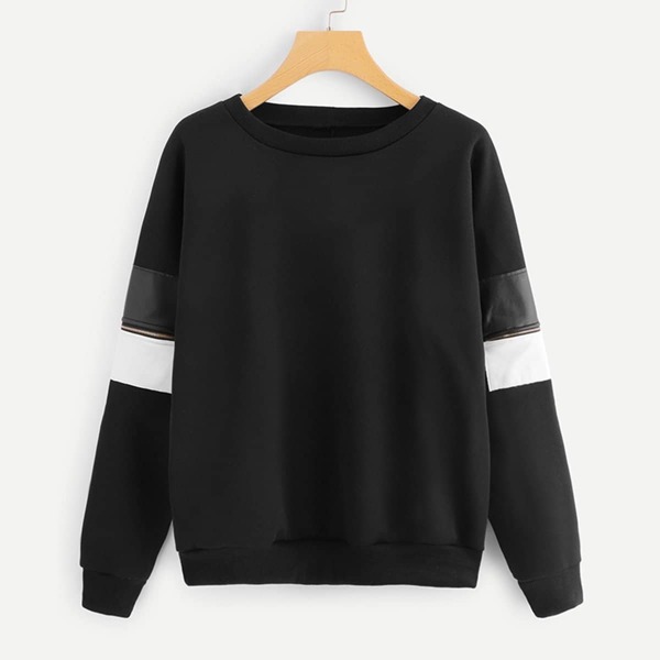 

Cut And Sew Panel Sweatshirt, Black