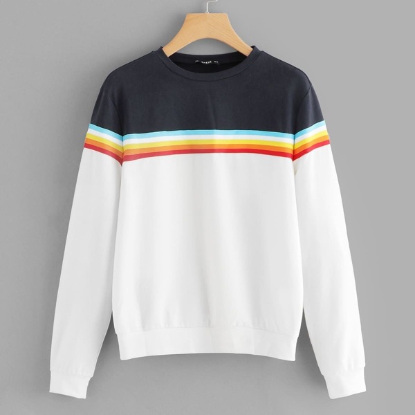 

Cut and Sew Striped Sweatshirt