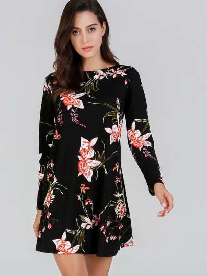 Vestido de manga larga de flores
