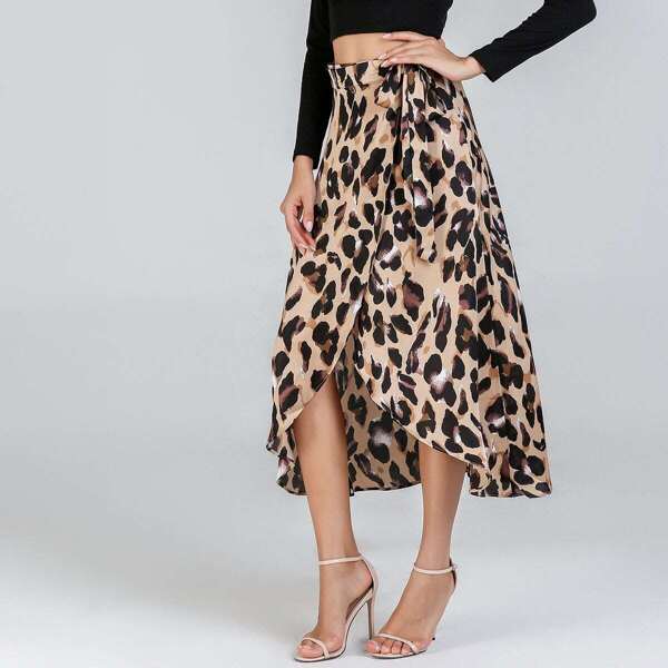 

Waist Knot Leopard Print Skirt, Multicolor