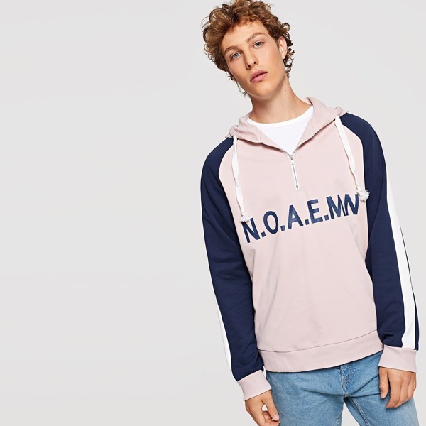 

Men Letter Print Drawstring Hoodie Sweatshirt