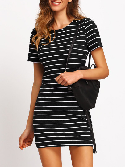 Vestido de manga corta de rayas