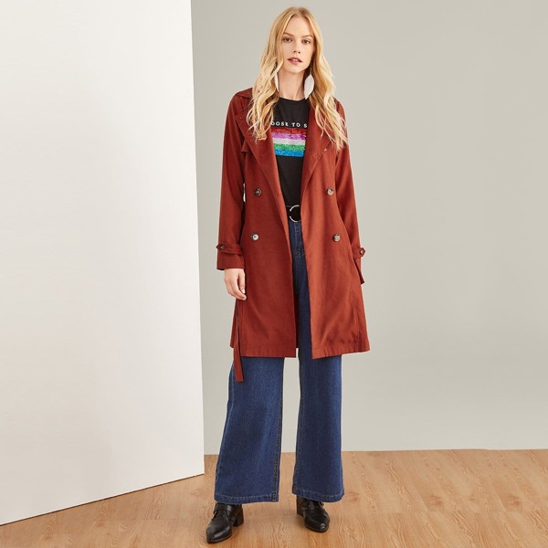

Flap Back Belted Trench Coat