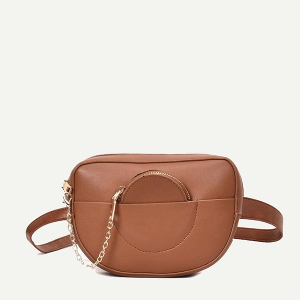 Chain Detail Fanny Pack, Brown