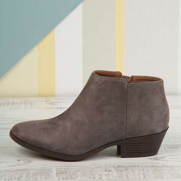 

Faux Suede Stacked Heel Ankle Boots