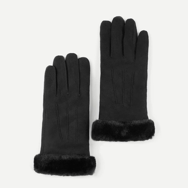

Contrast Faux Fur Gloves