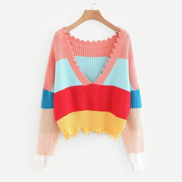 

Cut & Sew Frayed Edge Jumper