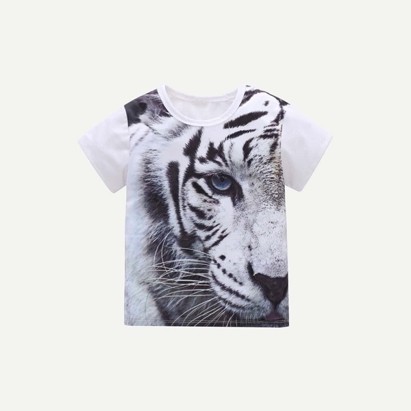 

Toddler Boys Animal Print Tee, White